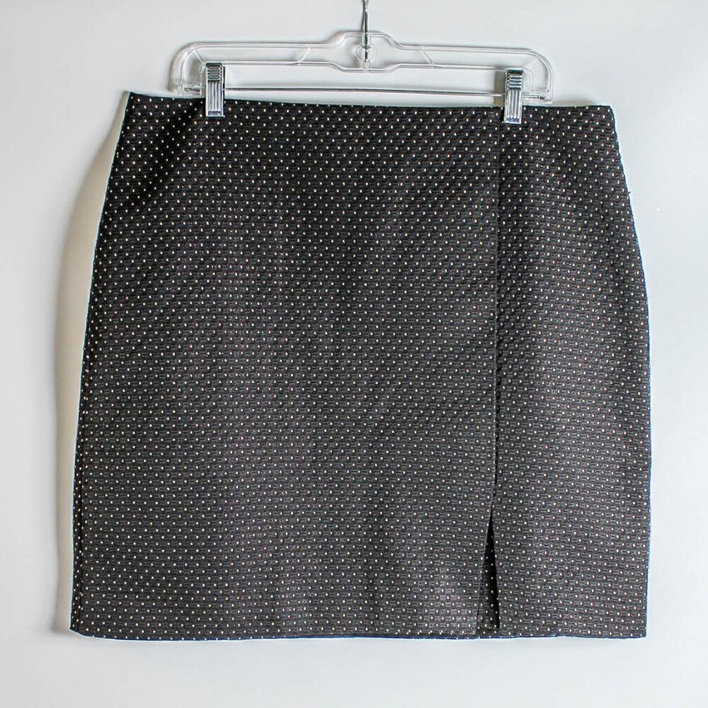 NWT Ann Taylor Factory Black & Gold Polka Dot Mini Skirt - Size 14